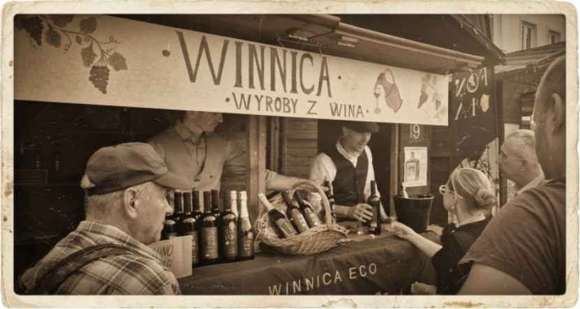 Degustacja wina Eco Symfonia przy stoisku Winnicy podczas RetroFestu w Chełmie